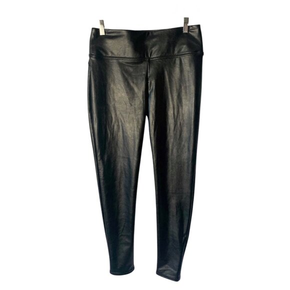 1. STATE Solid Black Faux-Leather High-Rise Ankle Length Women's Leggings Medium - Picture 2 of 7
